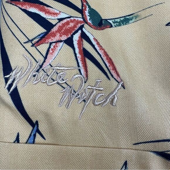 Tehama Clint Silk Shirt Mens Large Yellow Hawaiian Floral Beach White Witch Logo - Picture 6 of 16